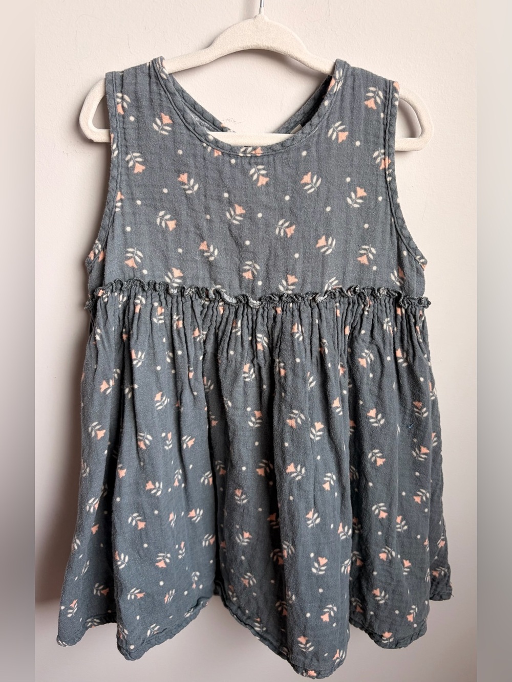 Rylee Cru Toddler/Child Floral Gathered Dress in Slate Blue and Pink